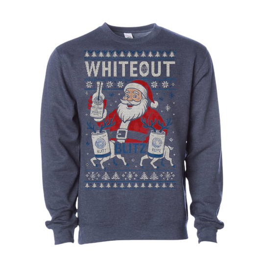 White Out Tequila Blitzed Out Christmas Crewneck  - Heather Navy