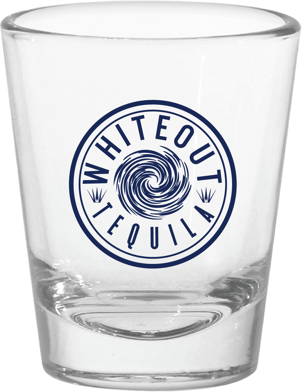 Whiteout Tequila Tapered Shot Glass with Navy imprint