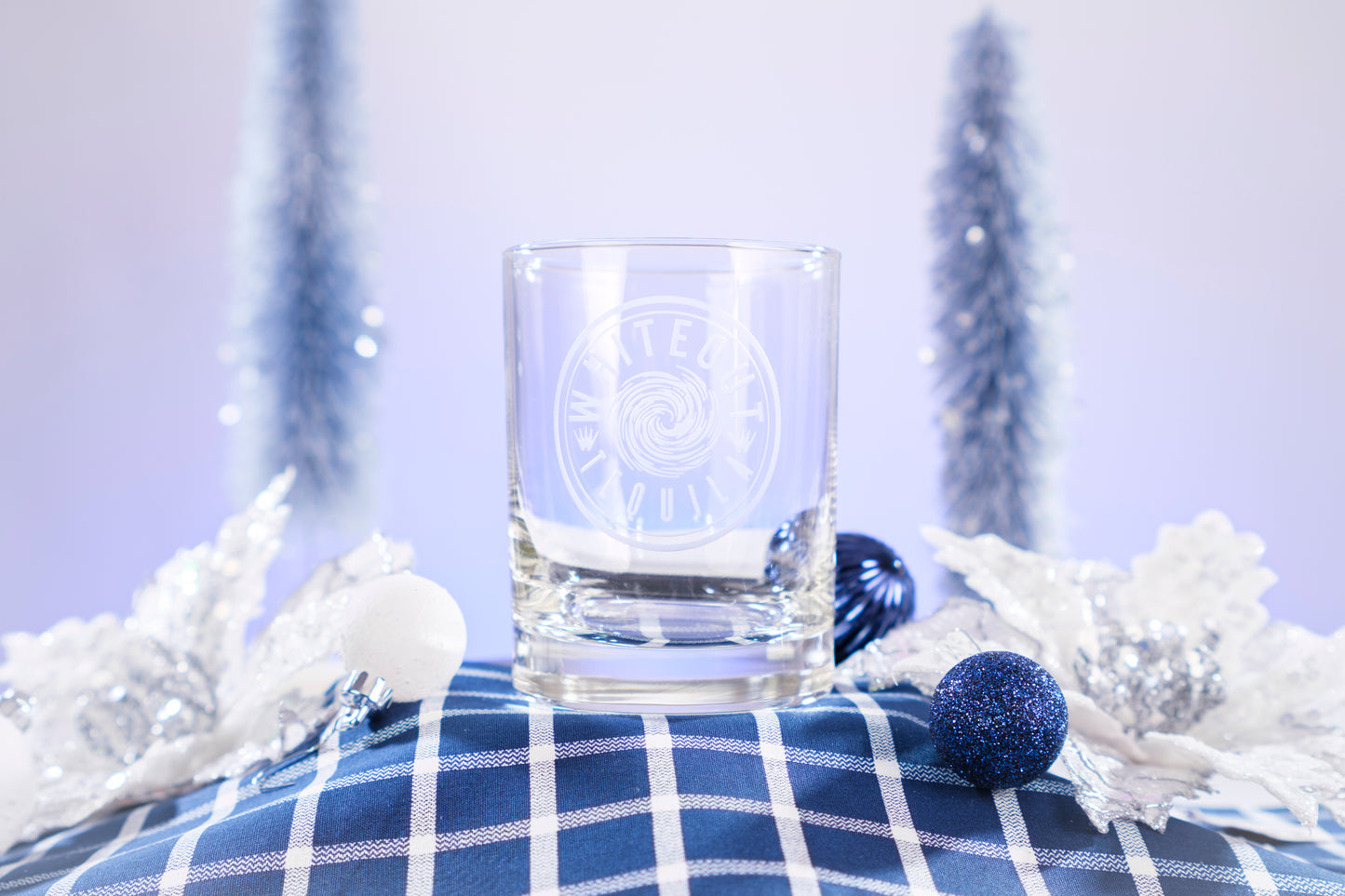 Branded Low Ball Glass Pair Deep Etch Custom Rocks Glass Set - (2) Two Premium Lowball Glasses