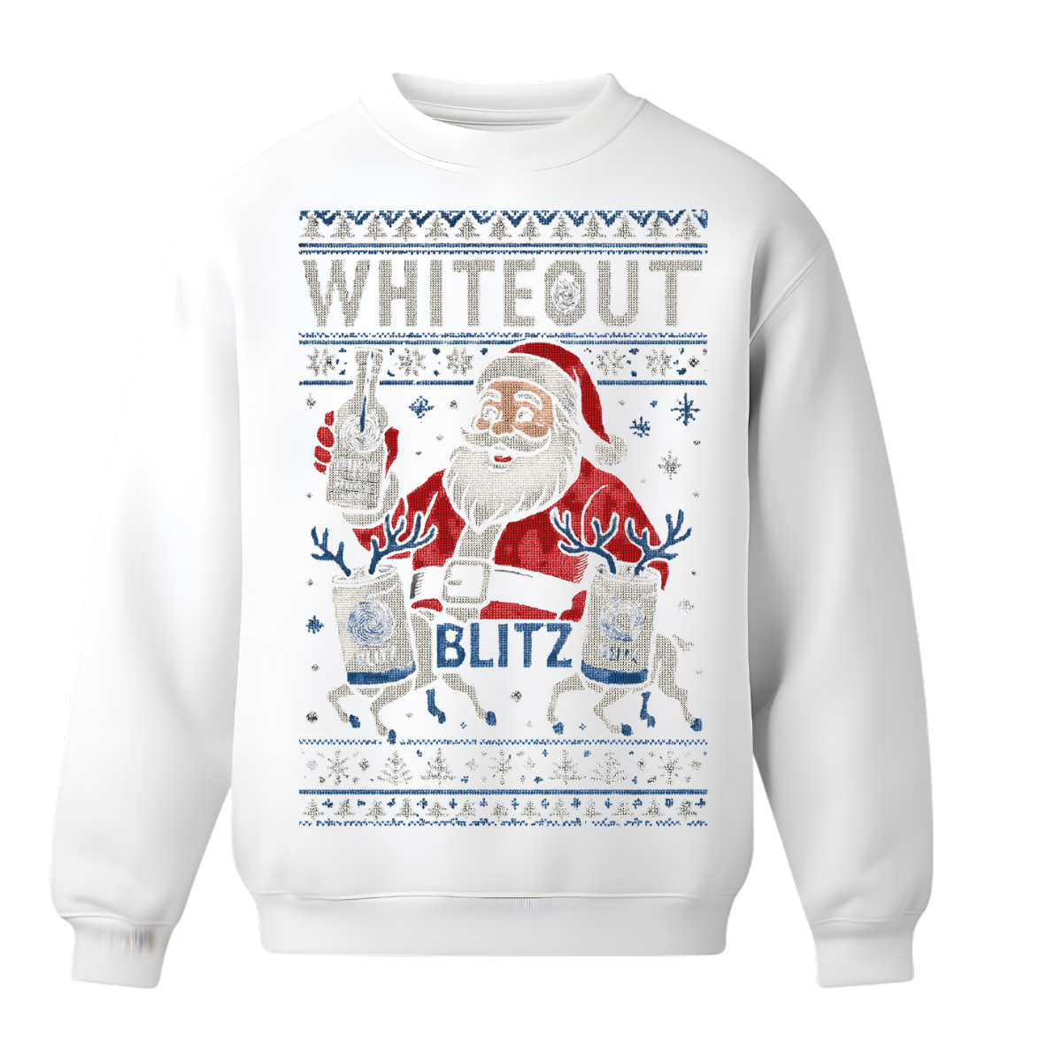 White Out Tequila Blitzed Out Christmas Crewneck  - Winter White