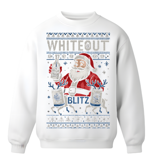 White Out Tequila Blitzed Out Christmas Crewneck  - Winter White